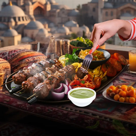 Green Chili Dipping Sauce with kabab | Eastern Pickle